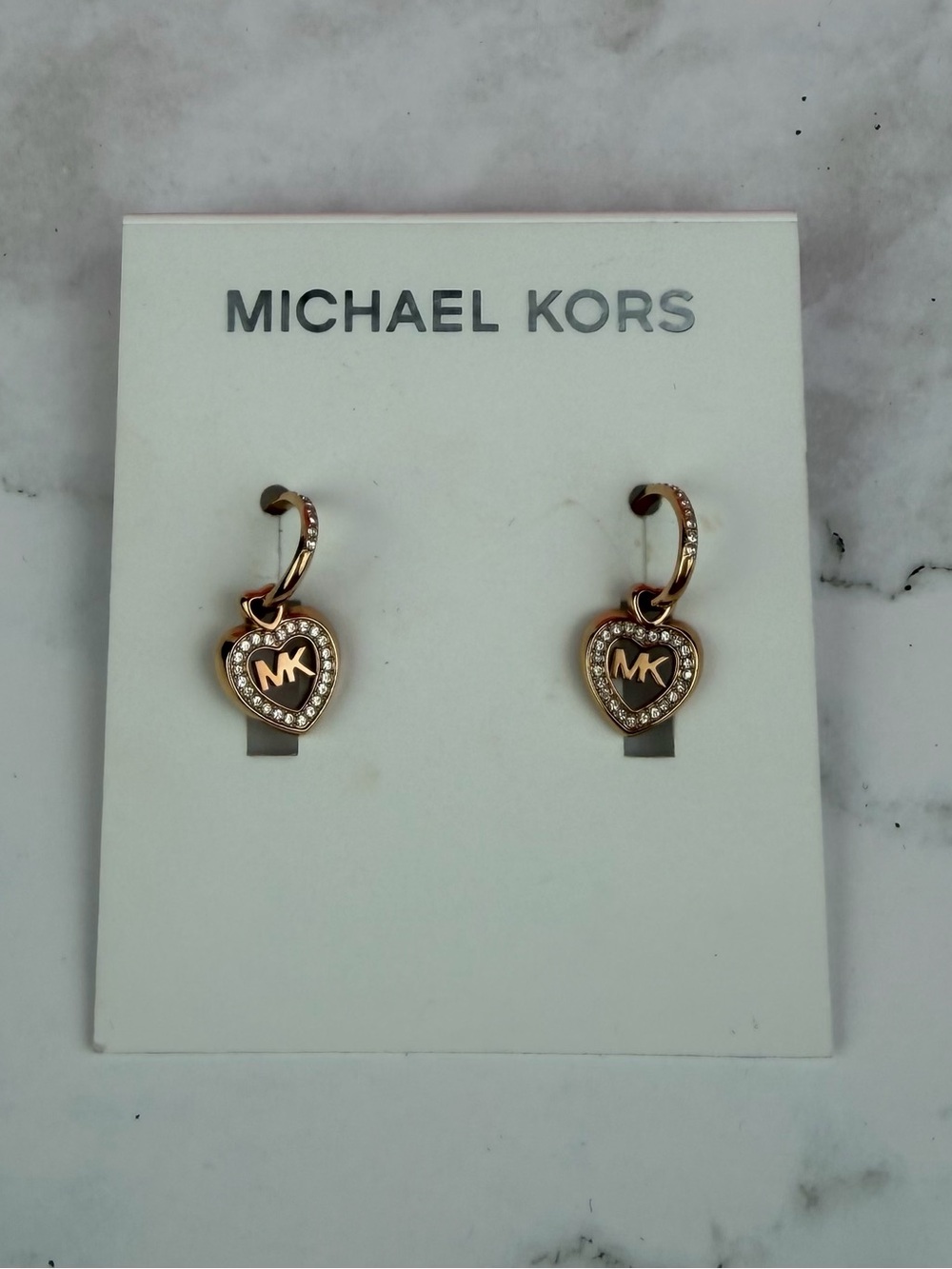 Michael Kors Pavé Heart Drop Earrings – Rose Gold Tone